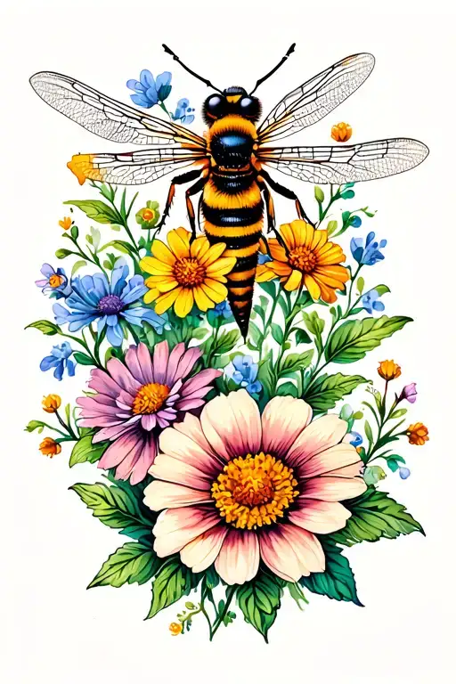Wildflowers Dragonfly Bee