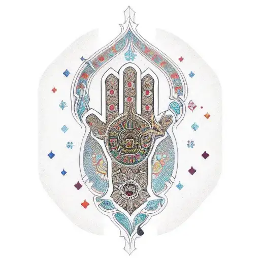 Traditional-style Hamsa Surrounded By Branches Of A Tree Lamp