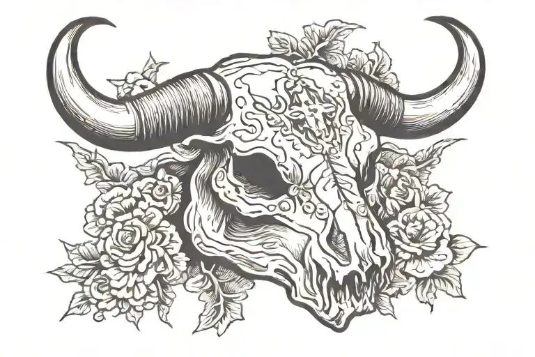 Bull Skull With Cross On The Forehead