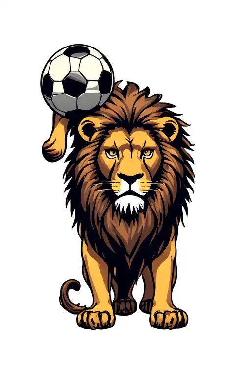 Three Headed Lion With A Soccer Ball