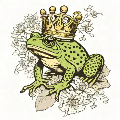 Frog Wearing Crown Blowing Dandelion Seeds