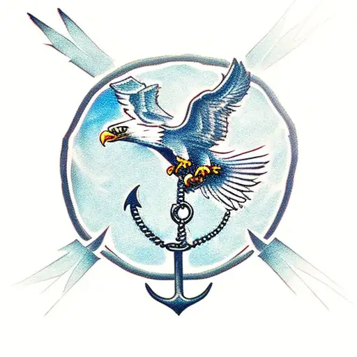 Eagle With An Anchor And Chain Reaching For A Cobra