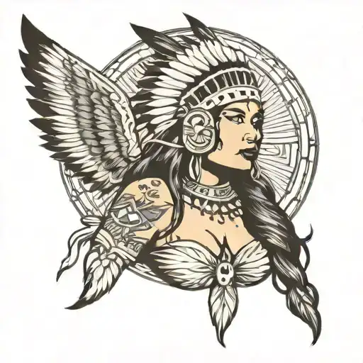 Native American Pinup Girl Standing