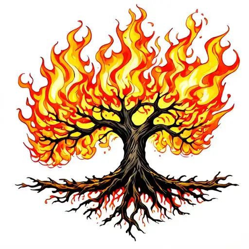 Tree Of Life Engulfed In Flames