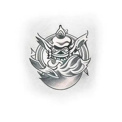 A Minimalist Tattoo Of A Powerful God Surrounded By Dark And Mysterious Elements