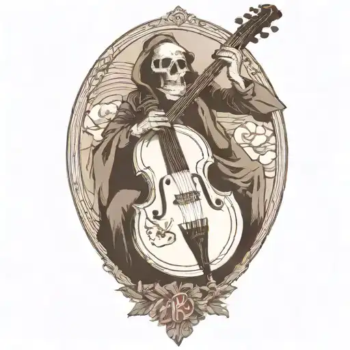 Death In A Cloak Playing An Upright Bass