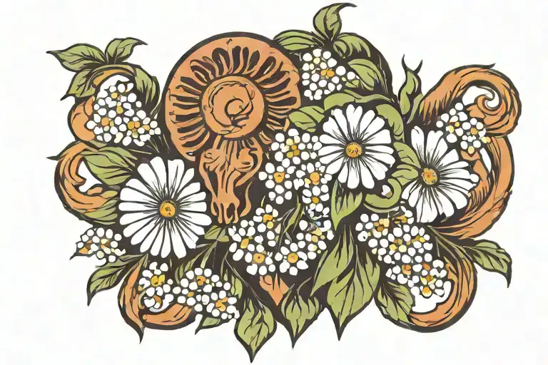 Daisy Sweet Pea Lily Of The Valley Hawthorn Bull Ram