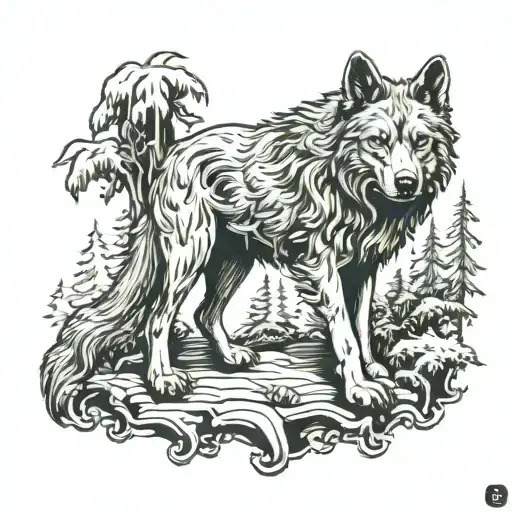 Cerberus Wolf Dog Guarding The Forrest