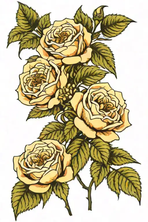 English Rose With Nz Fern Leaf And Four Names Incorporated