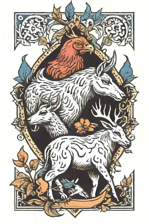 Chicken And Deer And Bear