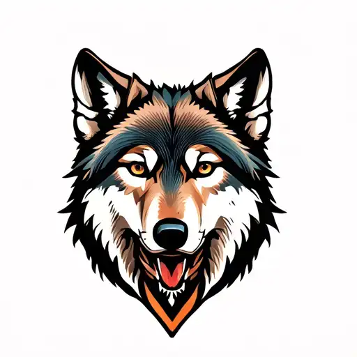American Traditional Wolf