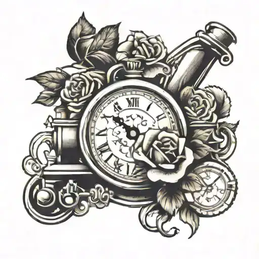 Clock Train Rose Intertwined