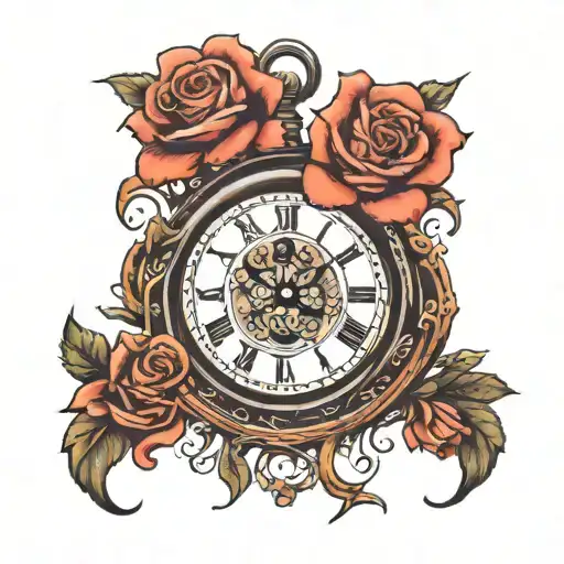 Clock Rose Train Intertwined