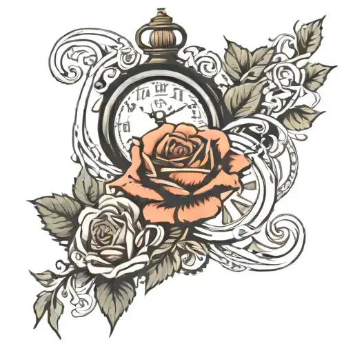 Clock Rose Train Intertwined