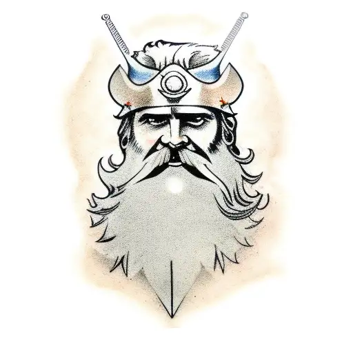 Norse God Odin Holding A Military Rifle