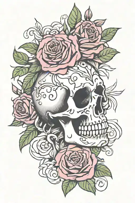 Skull And Roses Wrapped