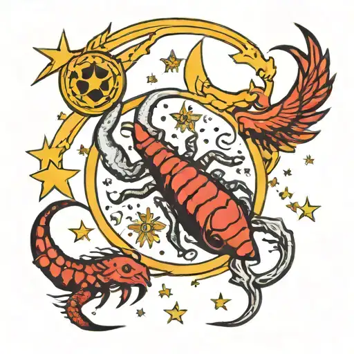 Stars And Moon And Scorpio Zodiac Sign