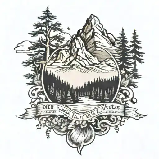 Mountain With Trees Name Incorporated Within