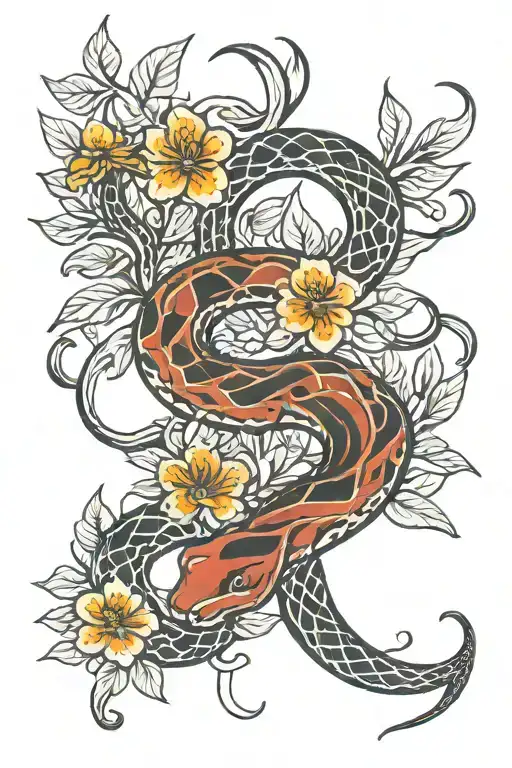 Snake And Flowers