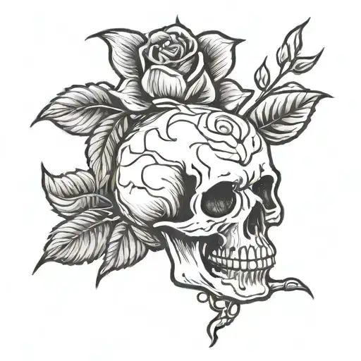 Skull With Single Rose