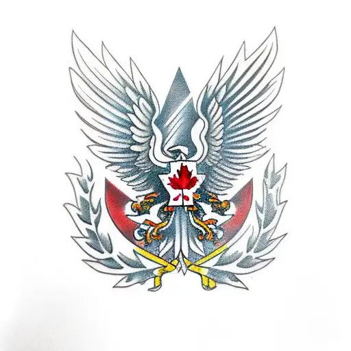 Left Half Polish White Eagle Morphed With Right Half Red Canadian Maple Leaf