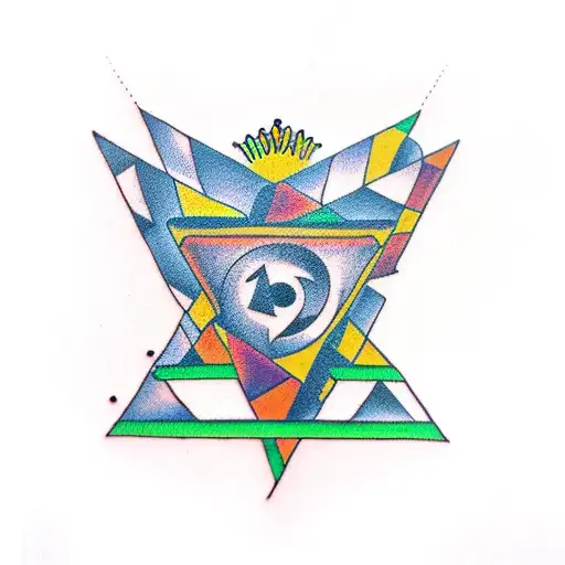 Upside Down Triangle With Two Point Crown On Top