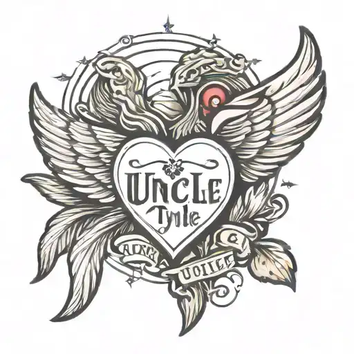 Heart With Halo And Wings With The Word 'Uncle Tylie'