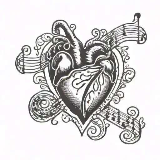 Heart And Music Notes Intertwined