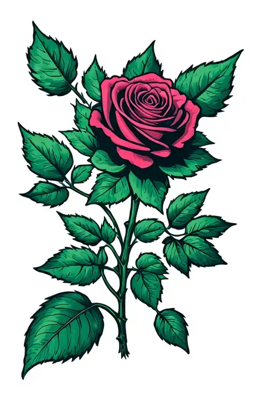 Rose And Leaves Growing