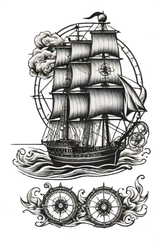 Traditional Ship Lighthouse Compass