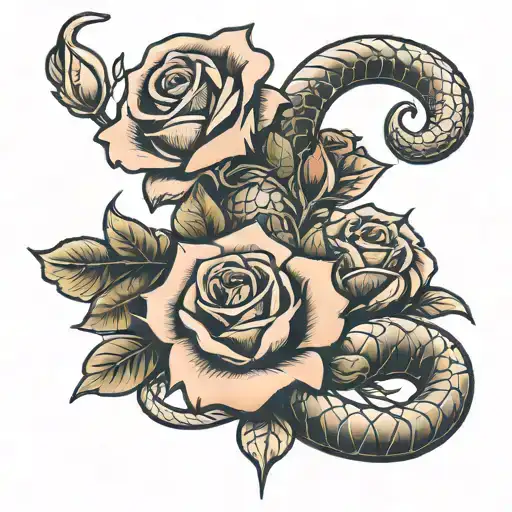 Rose And Snake Intertwined