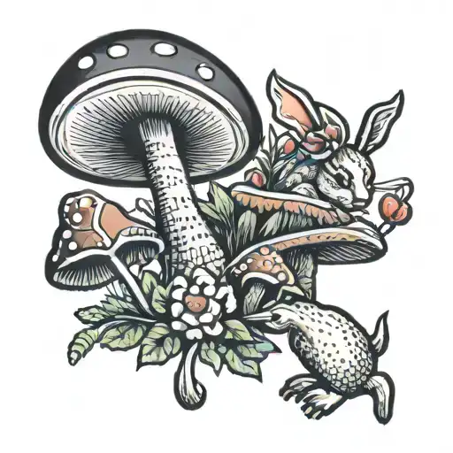 Mushroom With A Little Bunny Underneath