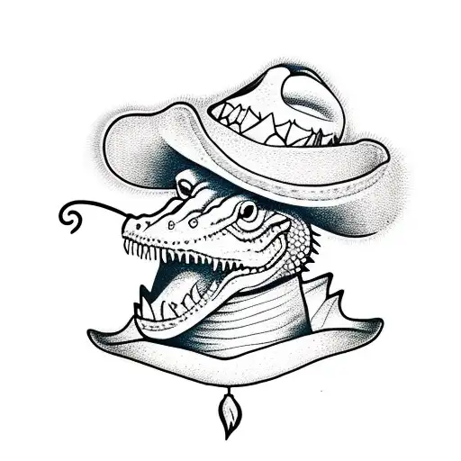 Dancing Alligator In Cowboy Hat Simple