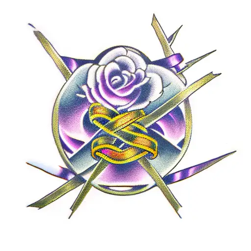 Purple Cancer Ribbon Followed By The Words Am Here