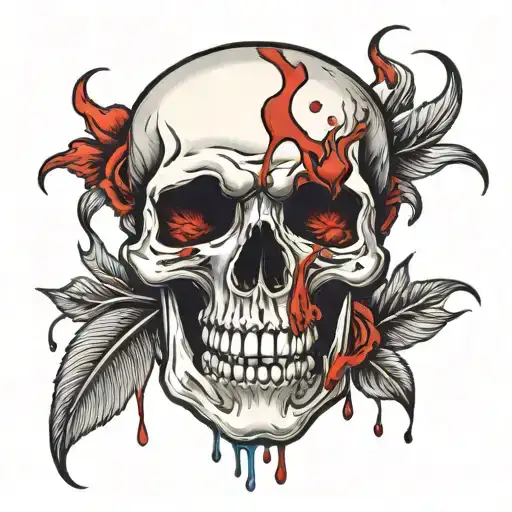 Skull Crying Blood Dripping