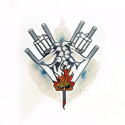 Skeleton Hand Holding Burning Cigarette