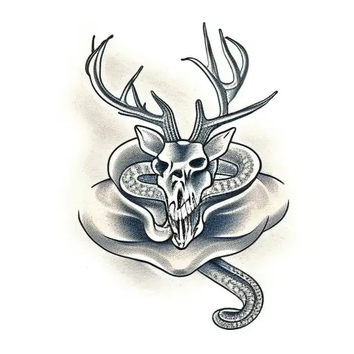 Snake With Deer Half Skull