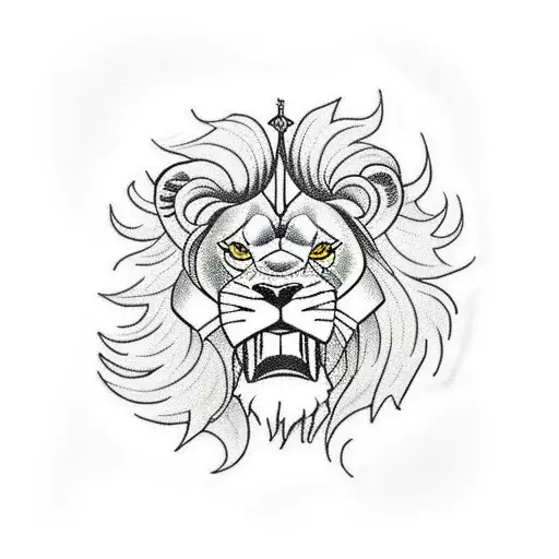 Lion Of Juda And Three Crosses