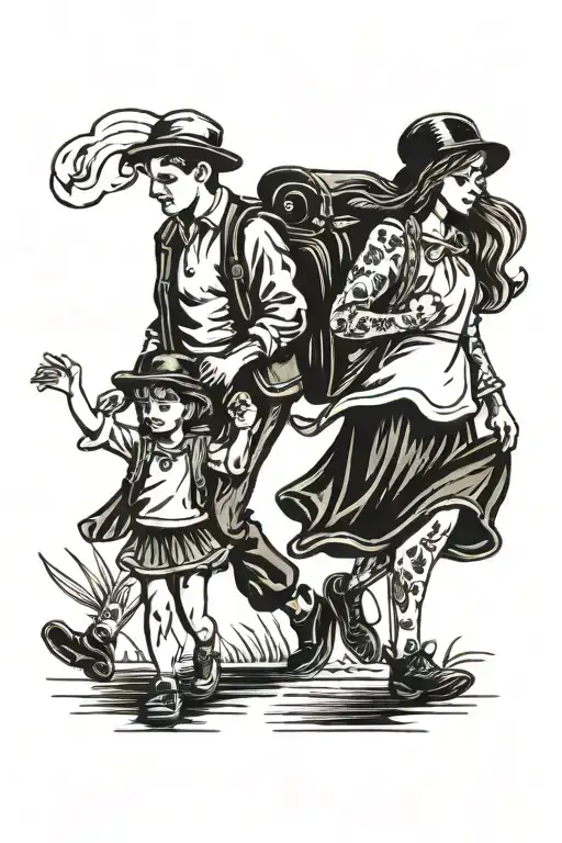 Son And Daughter Walking