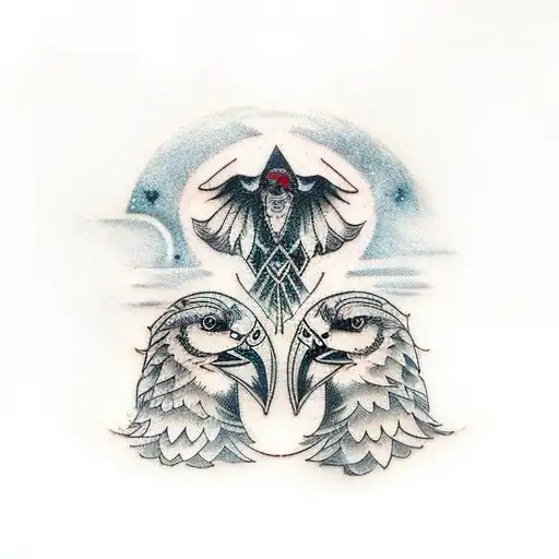 Hugin And Munin Upper Back Norse Style