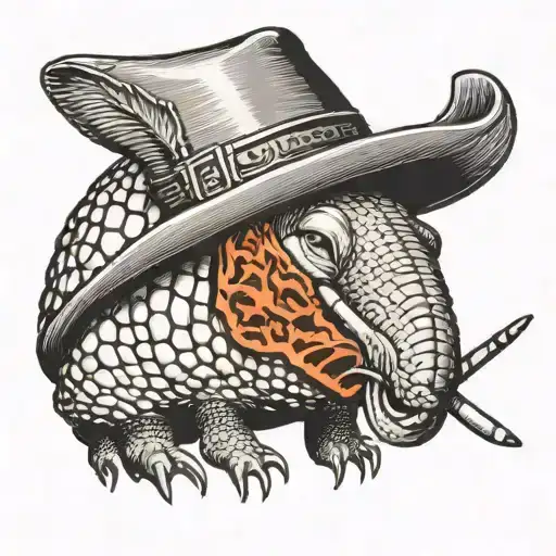Armadillo With Cowboy Hat Smoking Cigarette