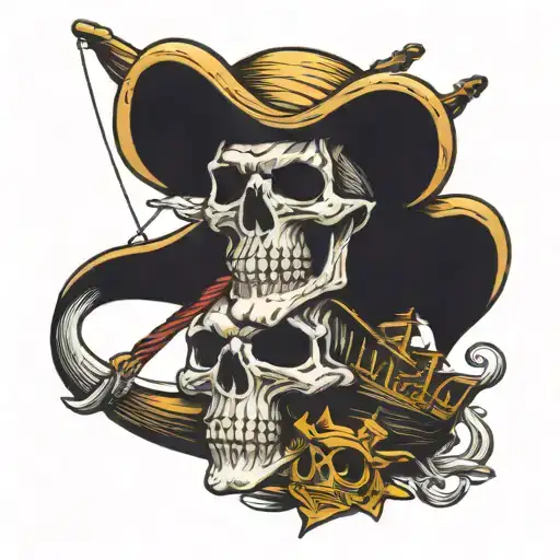 Skull Pirate Ship Sailing