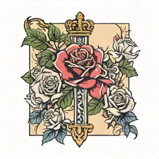 King Card Christian Cross Roses