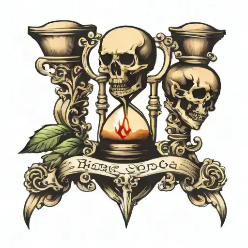 Hourglass With Skull Inside Bottom Of The Hourglass