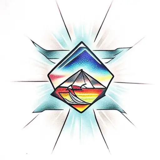 Sunset Over Ocean Inside Diamond Gem Shape