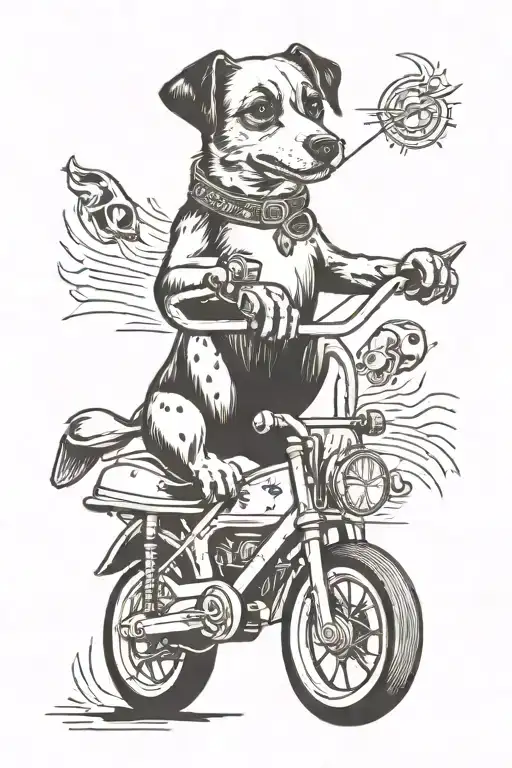 White And Black Dog On Mini Bike