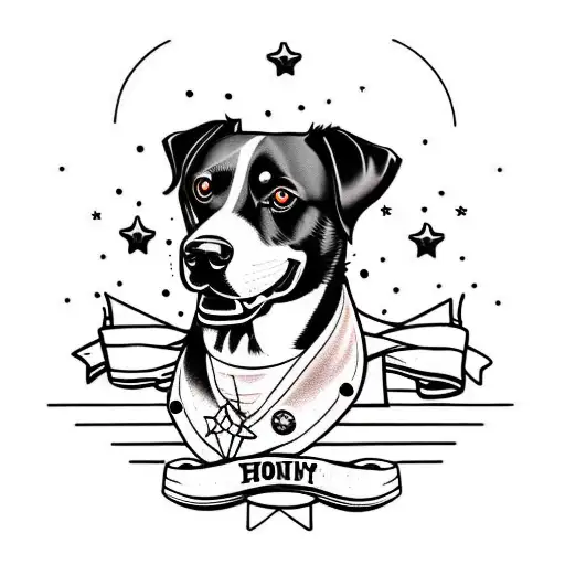 Black And Brown Dog In Classic Style Only The Head And Chest