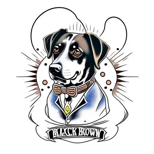 Black And Brown Dog In Classic Style Only The Head And Chest