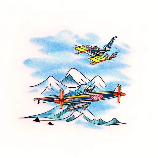 Sea Airplane Mountain Ski