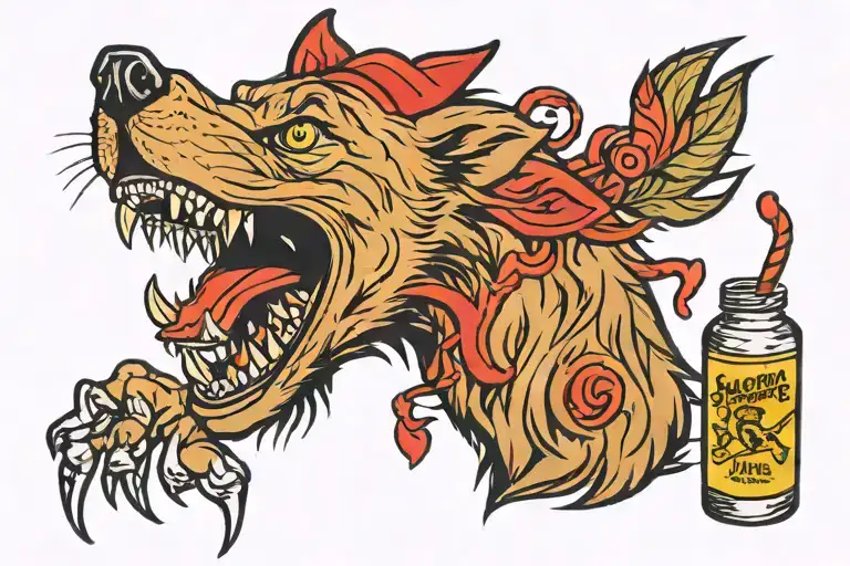 Sailor Jerry Style Hungry Wolf